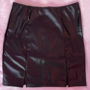 NWT Black Faux Leather Split Hem Mini Skirt